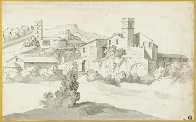 Paisagem com um castelo antigo