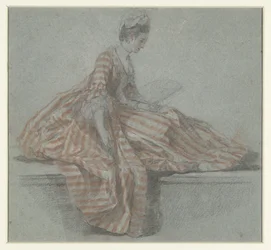 Senhora sentada em uma balaustrada