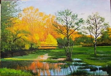 Campo inundado na Gironda (óleo sobre tela)