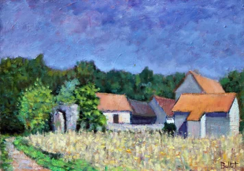 Village sous le Soleil, 2003 (óleo sobre cartão)