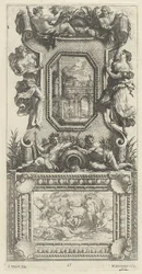 Painel ornamental encimado por uma náiade e um deus do rio