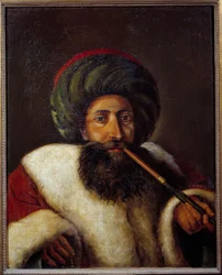 Retrato de El Seyd Khalil Bekry (Elbekri), Xeque e membro do Grande Divã do Cairo. Pintura de Michele Rigo (1770-1815)