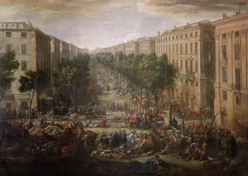 Vista do Cours Belsunce, Marselha, durante a peste de 1720, 1721