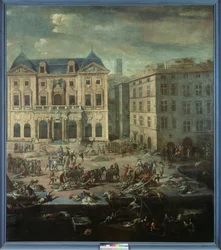 Vista da Câmara Municipal, Marselha durante a Praga de 1720