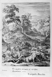 Actaeon se transformou em um veado e devorado por seus cães, 1655
