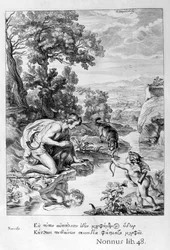 Narciso apaixonado por seu próprio reflexo, 1655