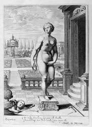 Pigmalião está apaixonado por uma estátua que ele fez, 1655