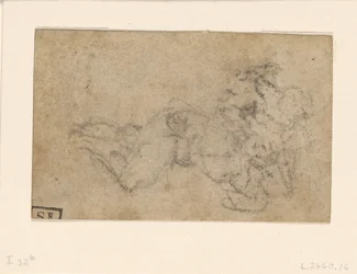 Miguel Ângelo - David e Golias. Verso Estudos Arquitectónicos pautados, ca. 1550-1556, I, 32b
