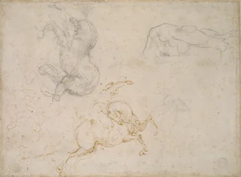 A Horseman cobrando e outros estudos, século 16
