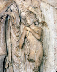 Anjo, mármore de Veneza, início do século XVI. Cerimónia fúnebre, pormenor, Museu do Louvre.