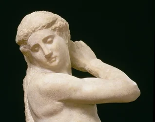 Apolo, ou David, pormenor da cabeça, escultura de Michelangelo Buonarroti 1475-1564, pormenor de 79842