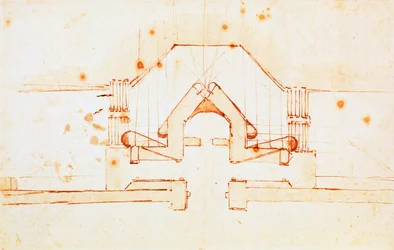 Desenho de fortificações para Florença, desenho de Michelangelo Buonarroti (1475-1564), Itália