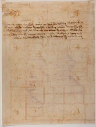 Planta fragmentária do convento de San Lorenzo, inscrições manuscritas