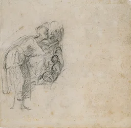 Página de um livro de esboços: Uma mulher de preto, c1490-1560