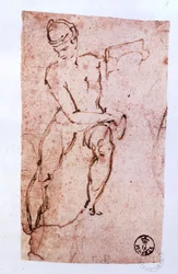 Teto da Capela Sistina (1508-12): esboço de um apóstolo (caneta e tinta marrom)