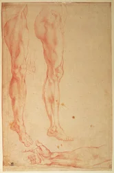 Estudos de Pernas e Braços (giz vermelho sobre papel)