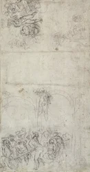 Estudo para o Juízo Final (caneta e lápis sobre papel) (verso)