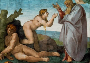 A Criação de Eva, teto da Capela Sistina no Vaticano, 1508-1512