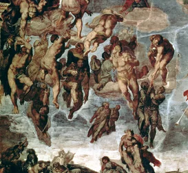 Os Justos atraídos para o Céu, detalhe de &39;O Juízo Final&39;, na Capela Sistina, c.1508-12