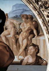Tondo Doni: A Sagrada Família com São João Batista, detalhe - 1504-06 (óleo sobre painel)