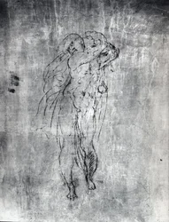 Parede de desenho de uma figura masculina, c.1530 (carvão sobre gesso)