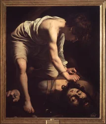 Pintura de Davi e Golias de Michelangelo Merisi dit Le Caravaggio ou il Caravaggio