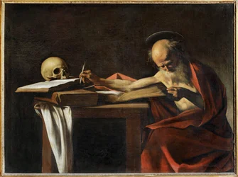 São Jerónimo escrevendo ... (pintura sobre tela)