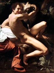 São João Batista no Deserto Pintura de Michelangelo Merisi chamado O Caravaggio ou Il Caravaggio (1571-1610) 1609 Sol. 159x124 cm Roma, Galleria Borghese