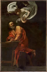 São Mateus a escrever, inspirado por um anjo (pintura sobre tela)