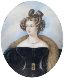 Retrato de uma dama com vestido preto e estola de pele