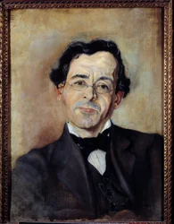 Retrato de Paul Leautaud (1872-1956) escritor e colunista. Pintura de Theodore Catti, século 20