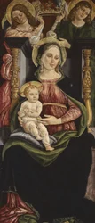 Virgem e Menino entronizados com dois anjos segurando uma coroa, 1505-15