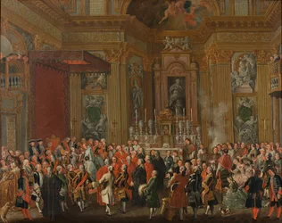 "Fernando IV presta juramento como rei de Nápoles".