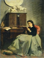 Leitura da esposa por Michele Gordigiani (1830-1909), óleo sobre tela, 45x34 cm