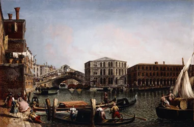 A Ponte Rialto, Veneza, com o Fondaco dei Tedeschi em primeiro plano,