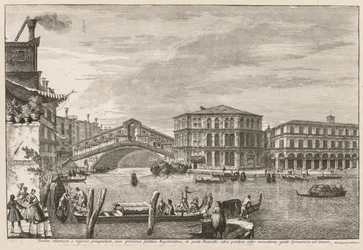 Vistas de Veneza: a ponte e o mercado de Rialto