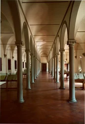 Biblioteca do convento de San Marco (São Marcos) em Florença, Itália. Arquitetura de Michelozzo di Bartolommeo Michelozzi conhecida como Michelozzo Michelozzi (Florença 1396 - 1472)