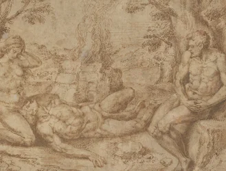 Adão e Eva lamentando a morte de Abel, ca. 1576.