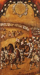A Conquista do México, Painel IX, c.1696-1715 (pintura sobre madeira)