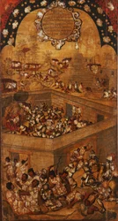 The Conquest of Mexico, Painel VII, c.1696-1715 (pintura sobre madeira)