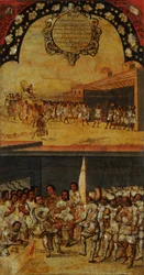 A Conquista do México, Painel XV, c.1696-1715 (pintura sobre madeira)