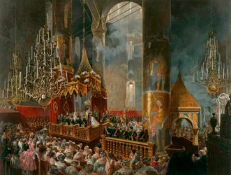 A coroação da czarina Maria Alexandrovna da Rússia, Moscovo, 1856.
