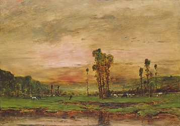Paisagem da noite com um rebanho de gado perto de Jouy-en-Josas, 1881