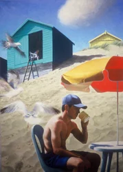 Dia junto às barracas de praia