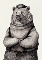 Urso com roupa vintage