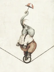  Andar de monociclo enquanto segura um guarda-chuva