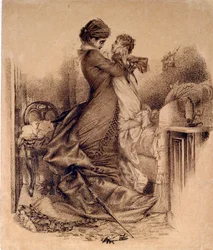 Anna Karenine avec son fils - Ilustração para o romance "Anna Karenine" de Leon Tolstoy