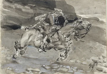 Cavaleiro. Ilustração do poema O Demônio, de Mikhail Lermontov, 1890-1891
