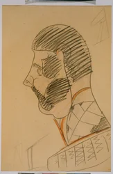 Imperador Alexandre II da Rússia (1818-1881) - Desenho de Mikhail Alexandrovich Vrubel (Vroubel) (1856-1910), Lápis e sangre sobre papel, 47,8x33,5 cm - Imperador Alexandre II, Lápis, sangre sobre papel de Mikhail Alexandrovich Vrubel - Musa Estatal Russa