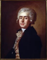 Retrato do compositor Dmytro Bortniansky (1751-1825) (Retrato do compositor Dmitry Bortniansky). Pintura de Mikhail Ivanovich Belsky (1753-1794). Óleo sobre tela, 65,7 x 52,3 cm